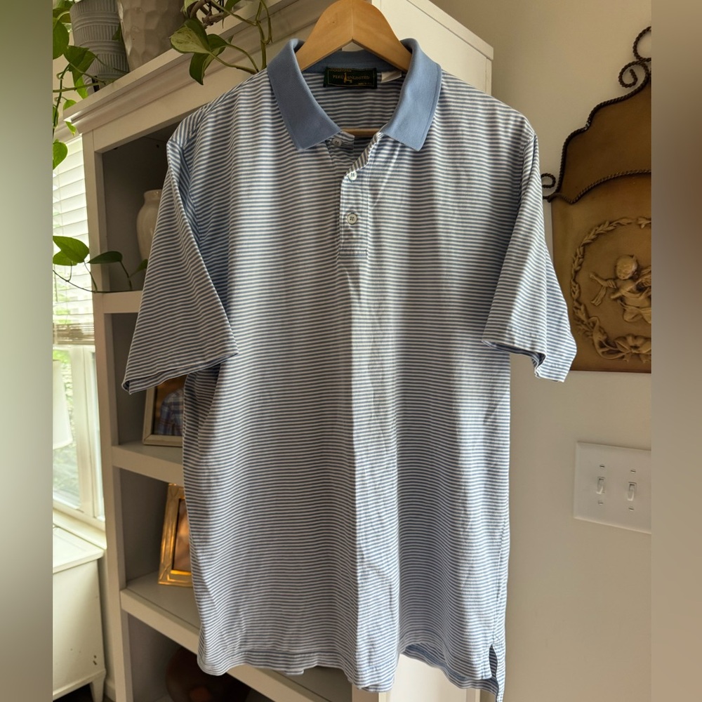 Peru Unlimited Classic Blue and White Striped Polo Shirt